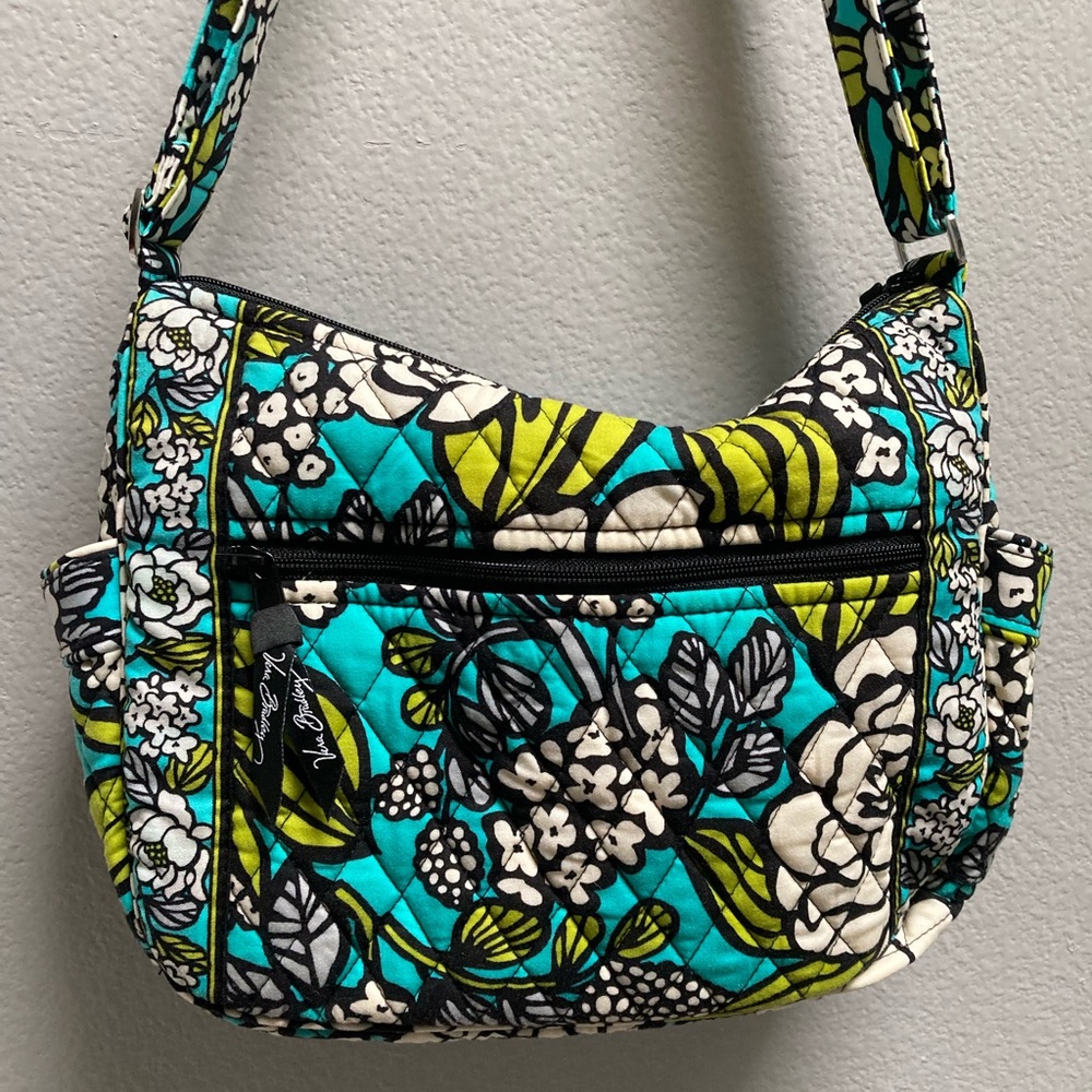 Vera Bradley Floral Shoulder Bag - Blue, Green, Black, White